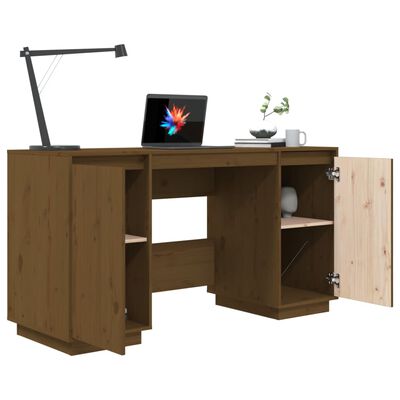 vidaXL Desk Honey Brown 55.1"x19.7"x29.5" Solid Wood Pine