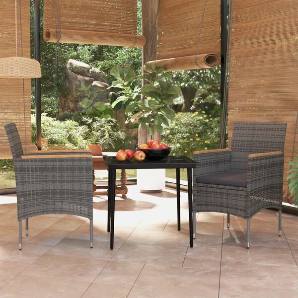 vidaXL Garden Dining Set Grey and Black