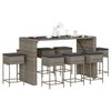 vidaXL Garden Bar Set Grey PE Rattan 9 Piece Removable Covers