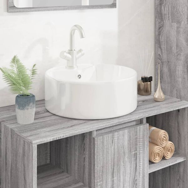 vidaXL Wash Basin White 15.7"x5.7" Ceramic Round