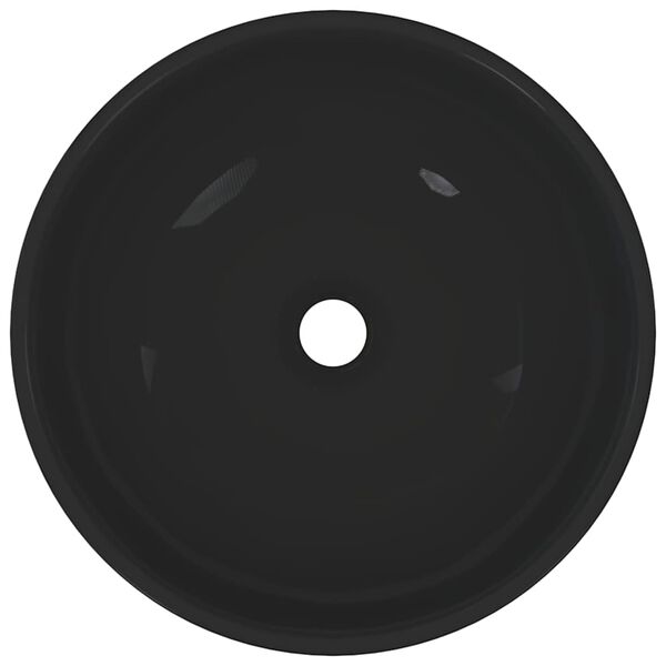vidaXL Wash Basin Gloss Black Ø11.0x3.9" Ceramic