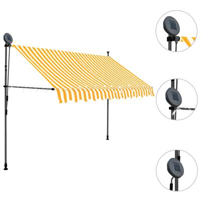 vidaXL Manual Retractable Awning with LED 98.4" White and Orange