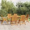 vidaXL Reclining Garden Chair Set of 6 Natural teak Solid teak wood