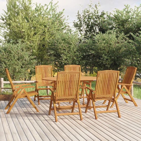 vidaXL Reclining Garden Chair Set of 6 Natural teak Solid teak wood