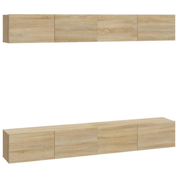 vidaXL Wall TV Cabinet Set of 4 Sonoma Oak Engineered wood