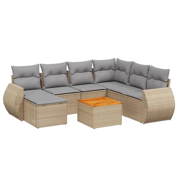 vidaXL Garden Sofa Set Beige, Light grey (cushions)