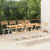 vidaXL Folding Bistro Chair Set of 8 Natural Wood and Black