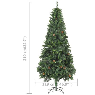 vidaXL Artificial Pre-lit Christmas Tree with Pine Cones Green 82.7"