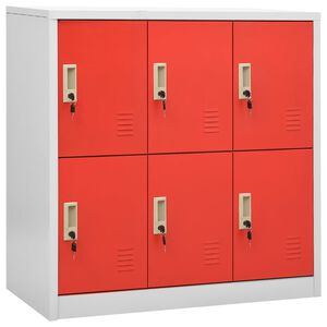 vidaXL Locker Cabinet Light gray and red Steel Medium Locker Cabinet