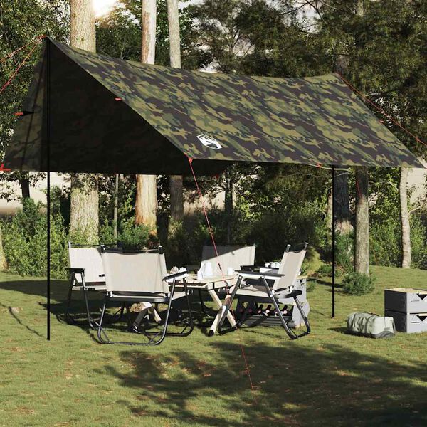 vidaXL Camping Tarp Camouflage 172.4x148.0x83.5" Waterproof