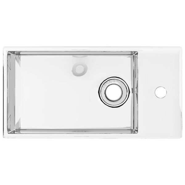 vidaXL Wash Basin with Overflow 19.3x9.8x5.9" Ceramic Silver