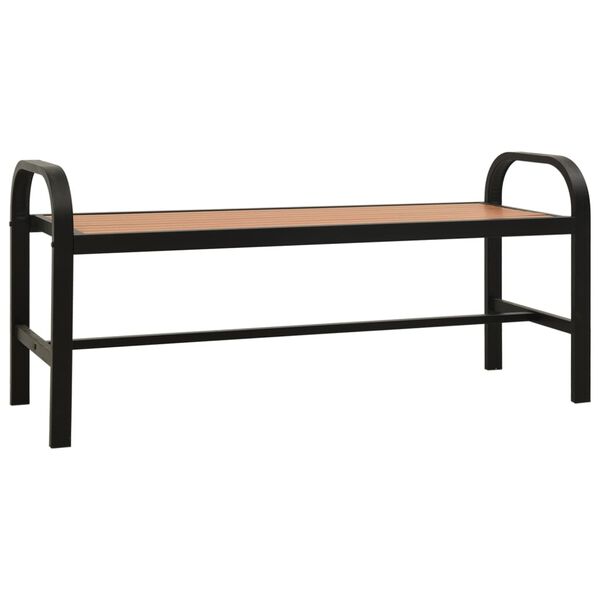 vidaXL Garden Bench Brown and Black Steel, WPC Medium