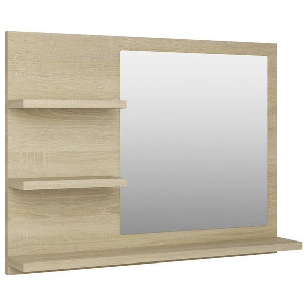 vidaXL Mirror Sonoma oak Engineered wood, acrylic Medium Mirror