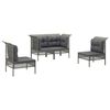 vidaXL 4 Piece Patio Lounge Set with Cushions Grey Poly Rattan