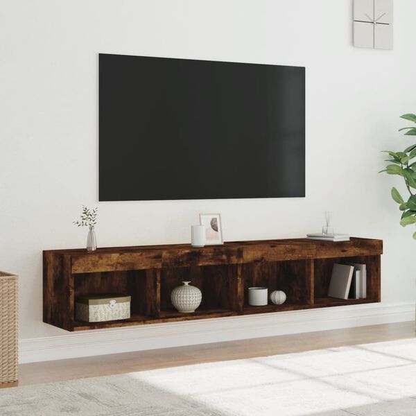 vidaXL TV Stands with LED Lights 2 pcs Smoked Oak 31.5"x11.8"x11.8"