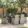 vidaXL Garden Dining Set with Cushion 7 pcs Grey Poly Rattan