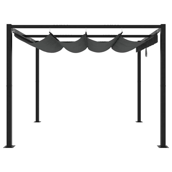 vidaXL Garden Gazebo Anthracite Steel Large Retractable Gazebo