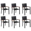 vidaXL 7 Piece Patio Dining Set Black