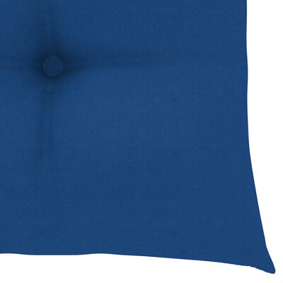 Close-up of blue cushion surface with tuft detail