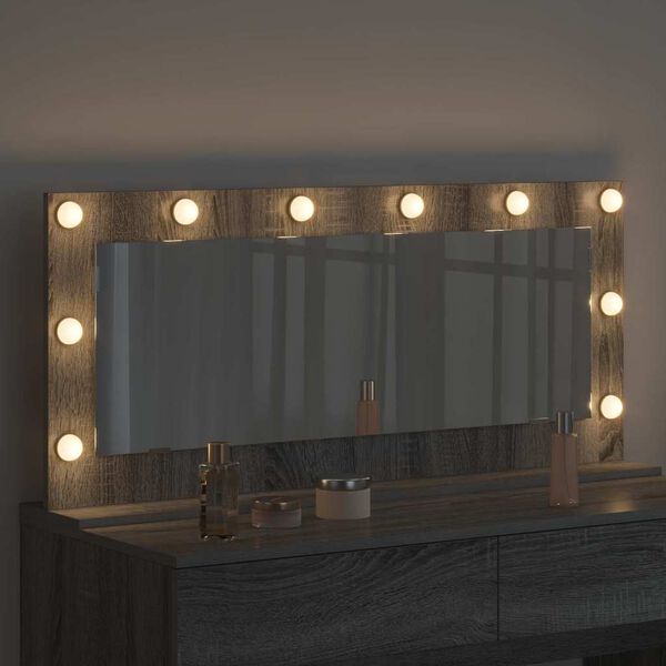 vidaXL Vanity Mirror with Mirror Grey Sonoma 39.37 x 17.72 x 7.09 in