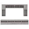 vidaXL 8 Piece TV Wall Stand Set with LED Lights Gray Sonoma