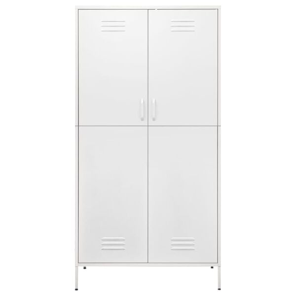 vidaXL Wardrobe White Steel Medium Height-Adjustable Shelves Wardrobe