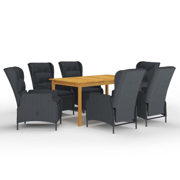 vidaXL Dining Set Dark Grey Solid Acacia wood 7-Piece Set