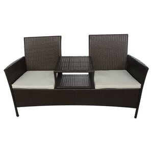 vidaXL Garden Bench Brown PE rattan Large Removable Covers
