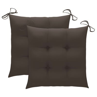 Two brown tufted seat cushions with drawstrings