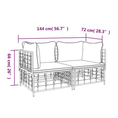 vidaXL Sectional Corner Sofas with Cushions 2 pcs Poly Rattan