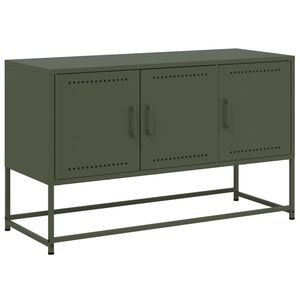 vidaXL TV Cabinet Olive Green Steel 39.6 x 15.4 x 23.8 in Industrial