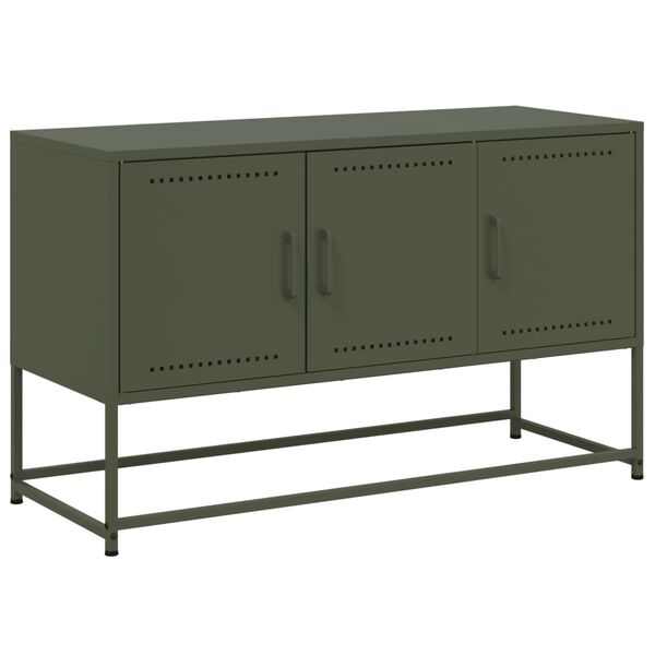 vidaXL TV Cabinet Olive Green Steel 39.6 x 15.4 x 23.8 in Industrial