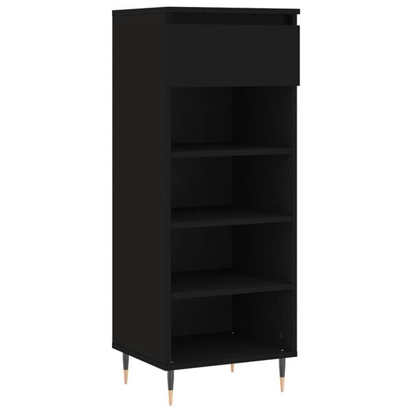 vidaXL Shoe Cabinet Black Engineered wood Medium Shoe Cabinet