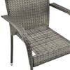 vidaXL Dining Chair Set of 4 Grey PE rattan, powder-coated steel