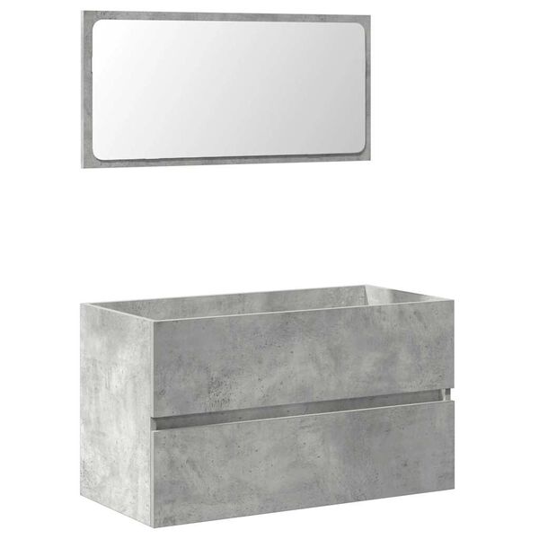vidaXL Bathroom Cabinet With Mirror Concrete Grey Engineered Wood 31.5 in