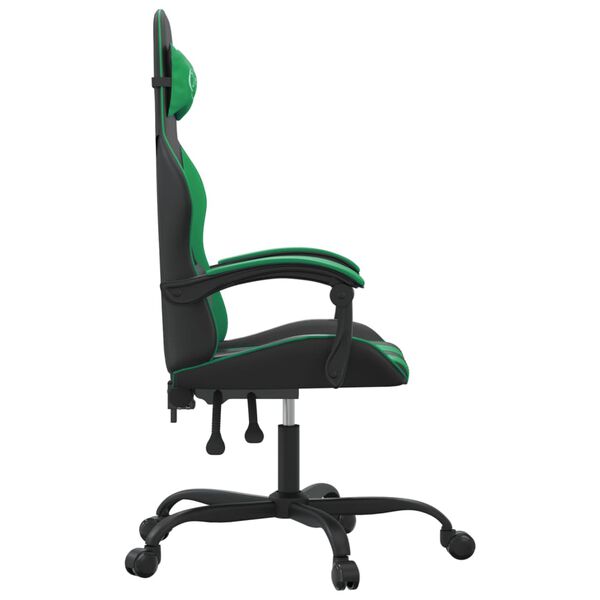 vidaXL Gaming Chair Black and Green Faux Leather