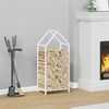 vidaXL Firewood Rack White 15.7x9.8x35.4" Cold-rolled steel