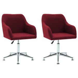 vidaXL Dining Chair Set of 2 Wine Red Fabric Standard Swivel