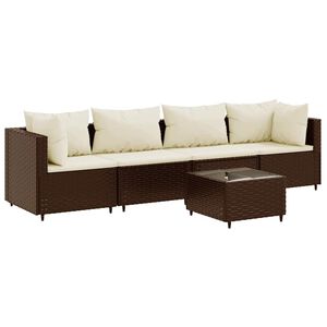 vidaXL Patio Lounge Set Brown, Cream White