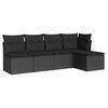 vidaXL Garden Sofa Set Black PE rattan, steel, polyester, foam, cotton fiber