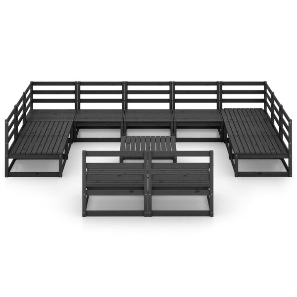 vidaXL Garden Lounge Set Black Solid pine wood Modular Garden Lounge Set