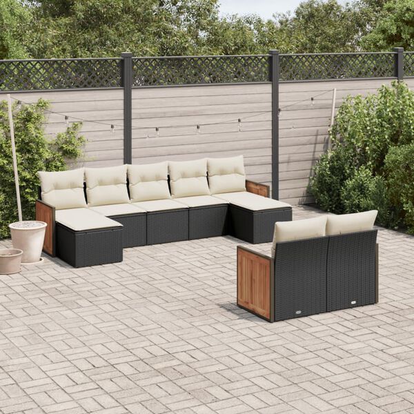 vidaXL Patio Sofa Set Black PE Rattan 9-Piece Set UV-resistant materials