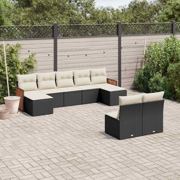 vidaXL Garden Sofa Set Black Poly Rattan Modular Modular