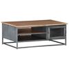 vidaXL Coffee Table Gray Solid Acacia wood, glass, powder-coated steel