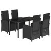 vidaXL 5 Piece Patio Dining Set with Cushions Black Poly Rattan