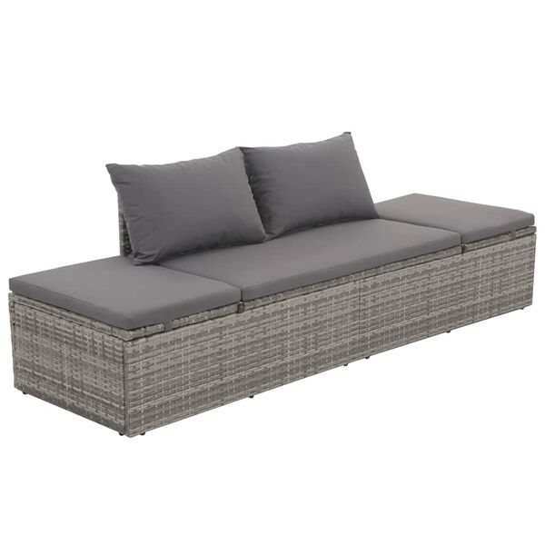 vidaXL Lounge Bed Gray and dark gray Polyethylene rattan