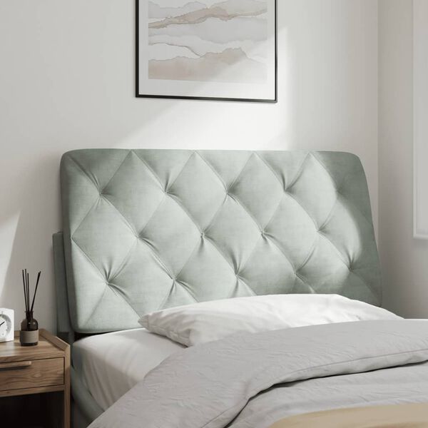 vidaXL Headboard Cushion Light grey Velvet (100% polyester), Foam Standard