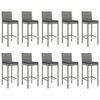 vidaXL 11 Piece Patio Bar Set with Cushions Gray Poly Rattan
