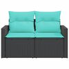 vidaXL Garden Sofa Black Poly Rattan 2-Seater Adjustable Feet