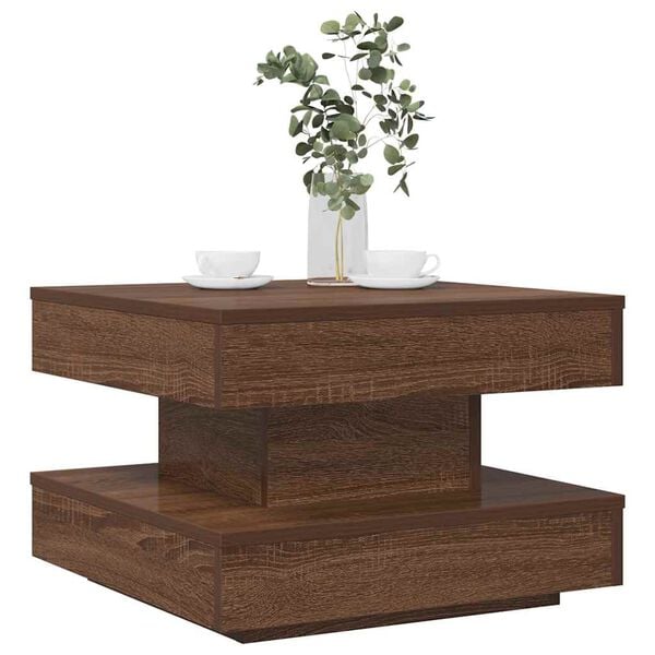 vidaXL Coffee Table Brown oak Engineered wood 19.7 x 19.7 x 13.6 in